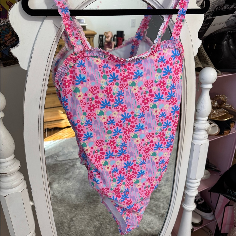 Floral Pink and Blue Swimsuit